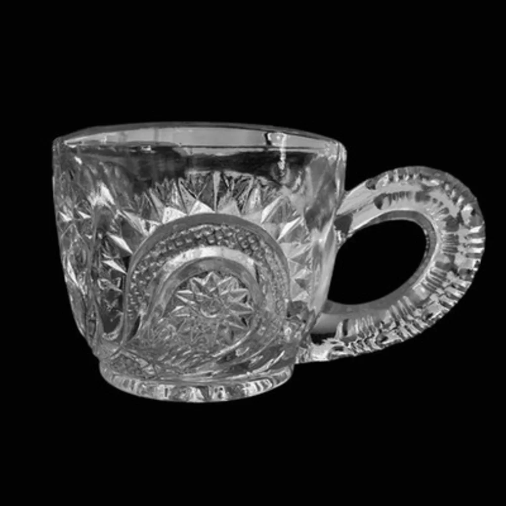 EAPG L.E. Smith Pinwheel Stars Punch Cups Set of 6 Clear Vintage Glass Excellent
